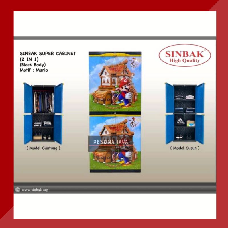 Lemari Sinbak motif mario bros