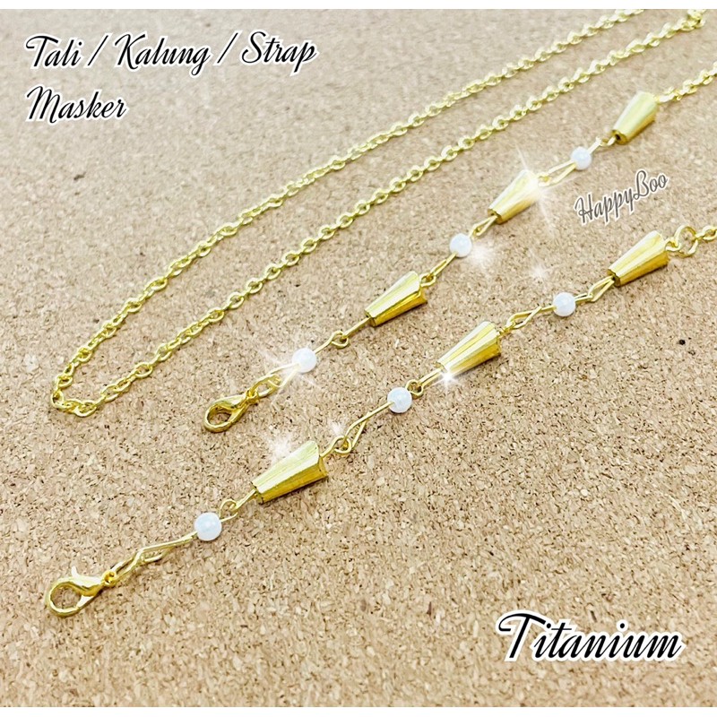 tali masker kalung masker stainless gold strap masker gantungan masker panjang stainless titanium