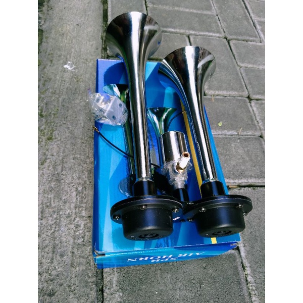 klakson air horn 2 trompet 12V &amp; 24V 2 corong hino rk kw Membran timbul