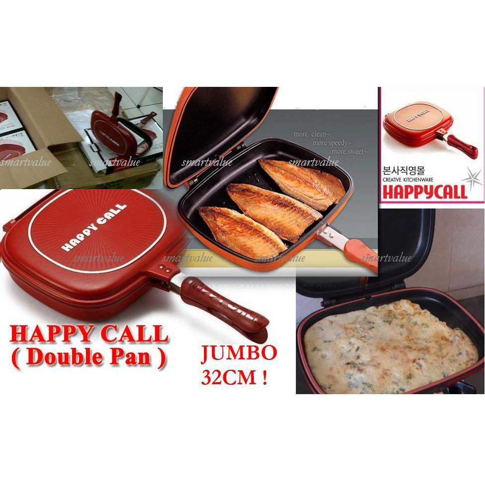 [ COD ] HappyCall Pan Jumbo Original Korea 32cm / Happy call pan / wajan penggorengan teflon bolak balik anti tumpah dan lengket goreng ayam ikan tumis sayur bbq steak yakiniku