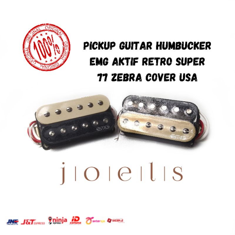 Pickup Gitar Original Humbucker EMG Aktif Retro Super 77 Zebra Cover USA