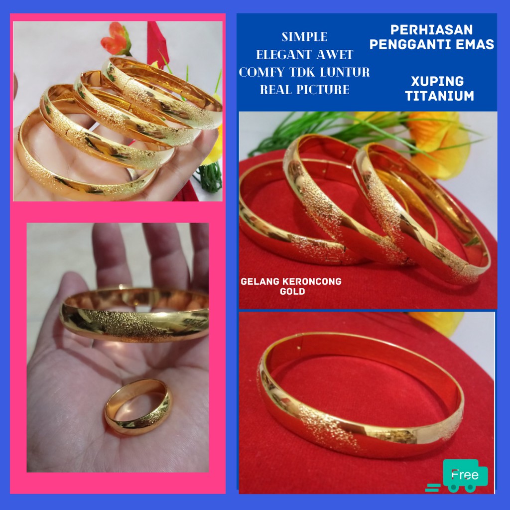 Perhiasan wanita titanium asli set gelang keroncong india cincin
