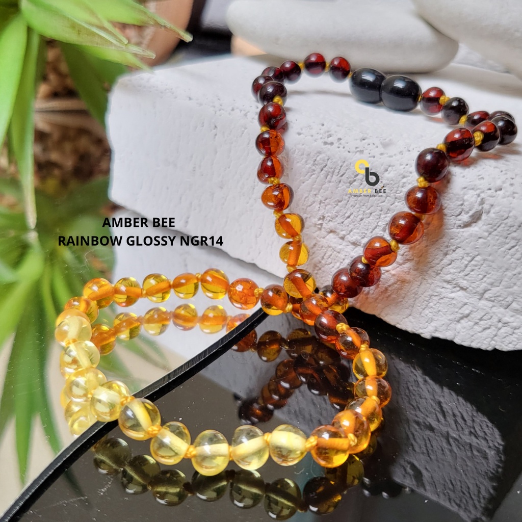 Kalung Amber Anak Premium Glossy Rainbow NGR14 By Amber Bee