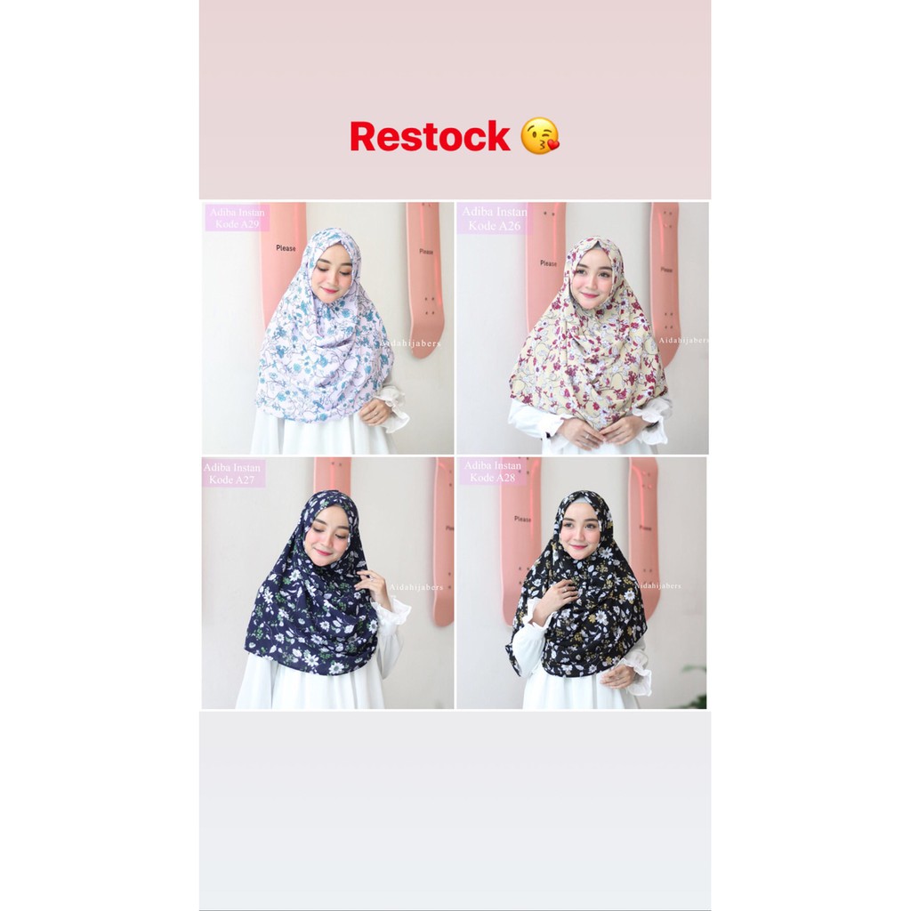 *obral**   ADIBA INSTANT / HIJAB INSTAN / PASHMINA INSTANT / PASMINA MOTIF   _hijab segi empat