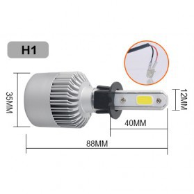 HLXG Lampu Mobil LED COB Headlight 8000LM H1 S2 Chip 2 PCS - Silver