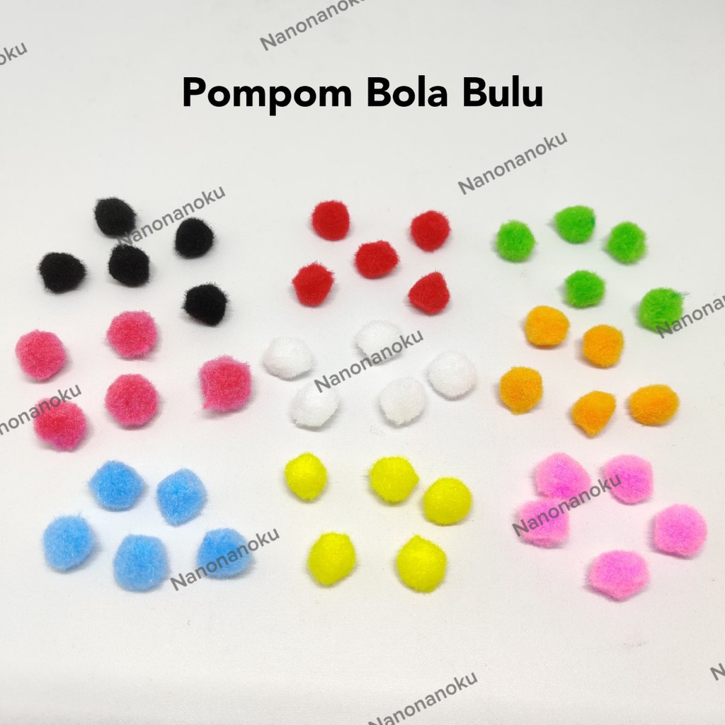 [20/50 pcs] Pompom Bola Bulu 1,5 cm Craft Mainan Edukasi