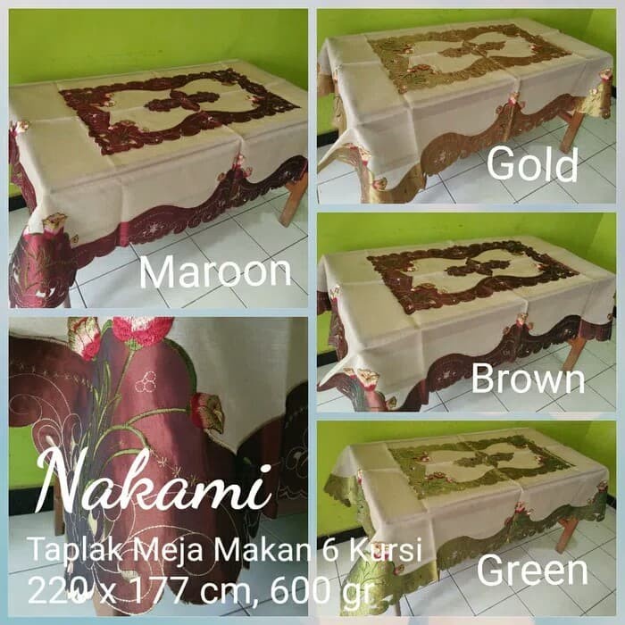 Taplak Meja Makan - Taplak Meja Makan Ukuran Besar 6/8 Kursi Organdi Import Nakami