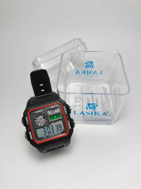 Jam tangan digital model segi petak Sporty water Resist Lasika 897