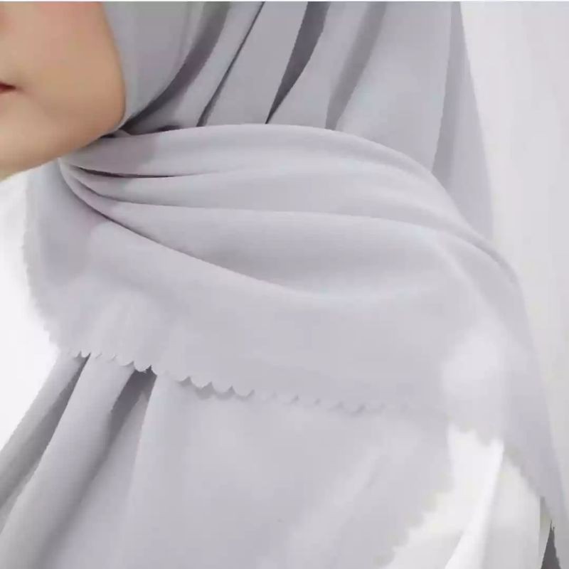 hijab segi 4 bella laser/hijab polycottoon lasercut-Abu silver