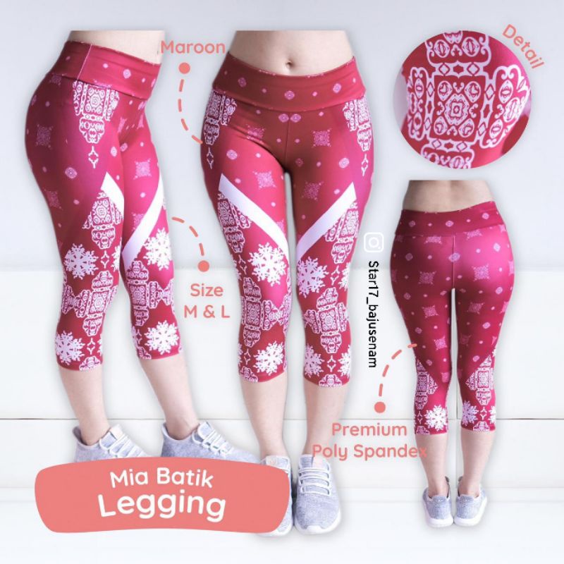 STAR17 SPORT - MIA BATIK LEGGING MARUN - LEGGING SENAM - LEGGING YOGA - LEGGING ZUMBA - LEGGING AERO