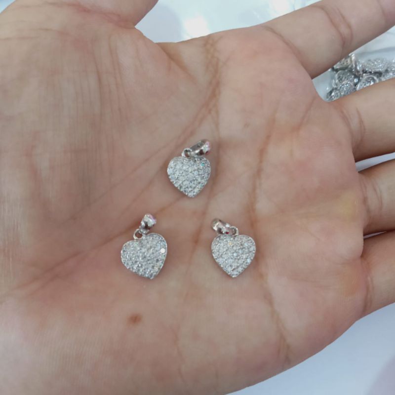 Liontin Cor Love Mata2, Perak 925, Sepuh Emas Putih