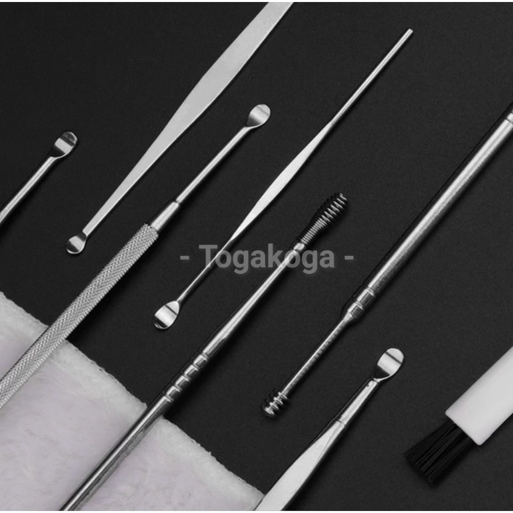 Alat Pembersih Telinga Paket 8in1 Bahan Stainless Steel Korek Kuping