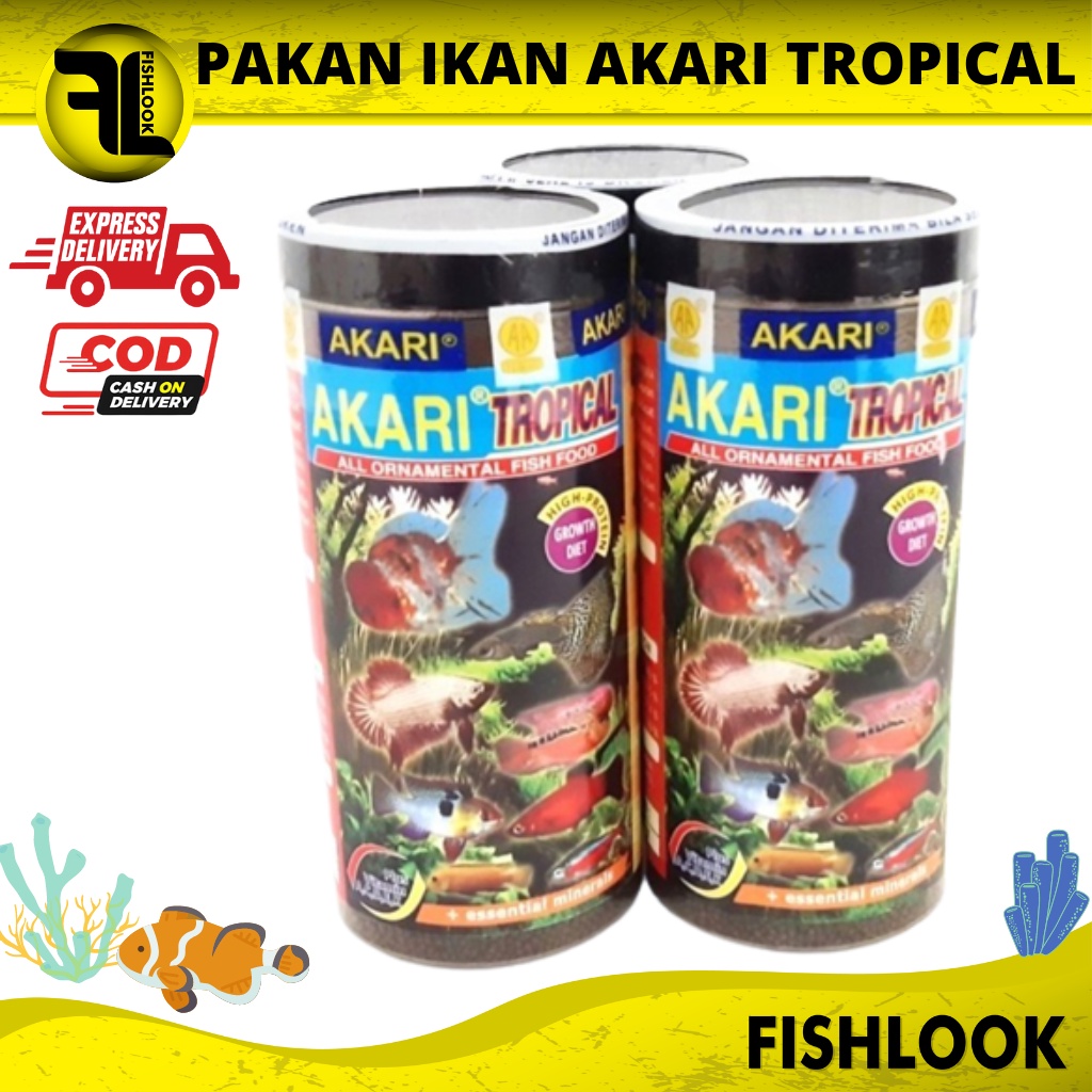 PELET MAKANAN PAKAN IKAN HIAS IKAN KECIL AKARI TROPICAL 100 gram