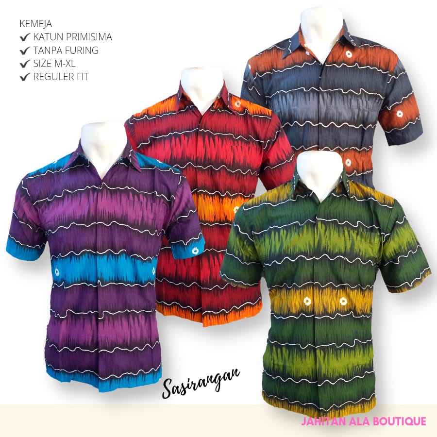 Kemeja Sasirangan - Kemeja Pria Lengan Pendek Tanpa Furing