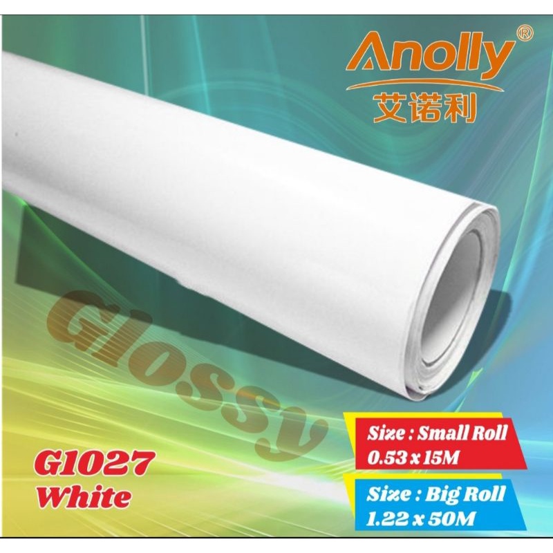 Sticker Stiker Skotlet White Gloss Putih Glossy Anolly G1027 lebar 50cm - permeter