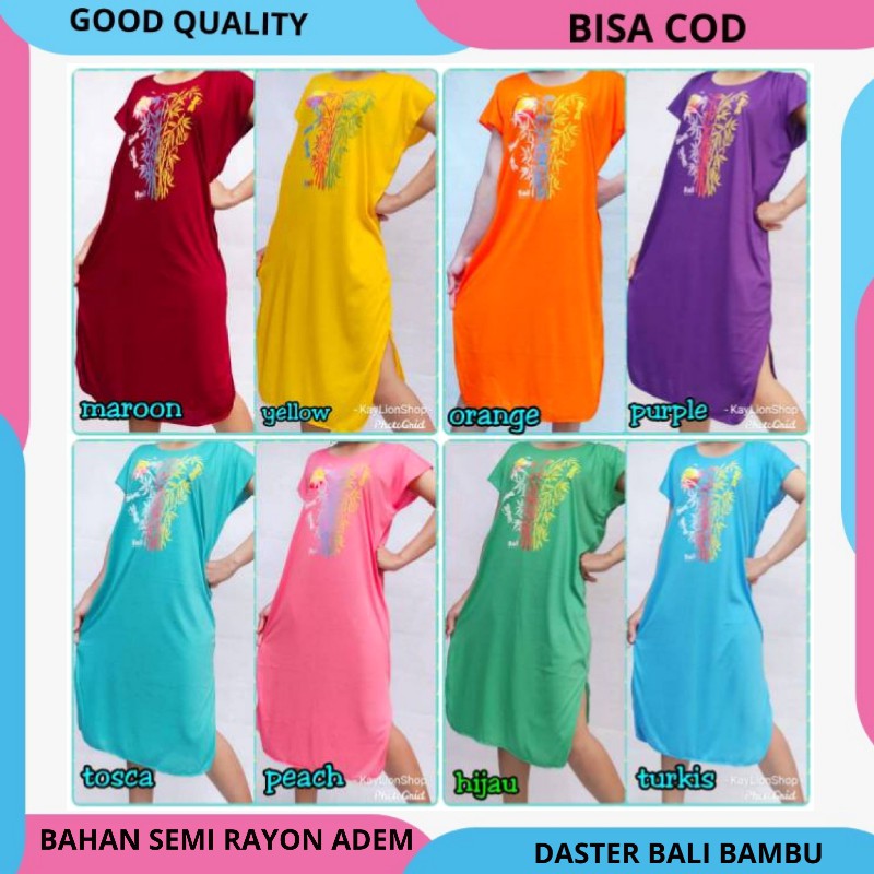 OBRAL MURAH Daster Bali Bambu Semi Rayon Longdress Santai Baju Tidur Wanita