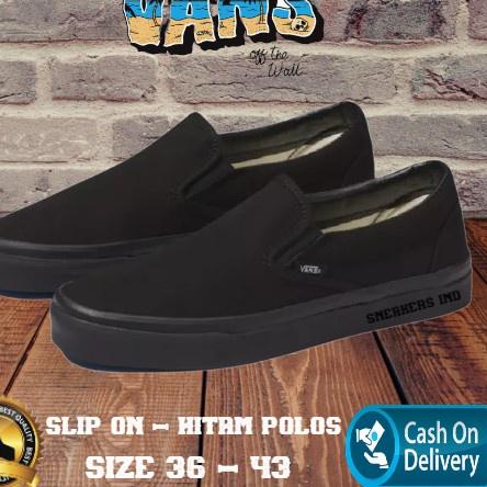 ((TERLARIS)) Sepatu Pria Slip On Hitam Polos Kasual Premium Murah Checkerboard Sepatu Wanita Slip On