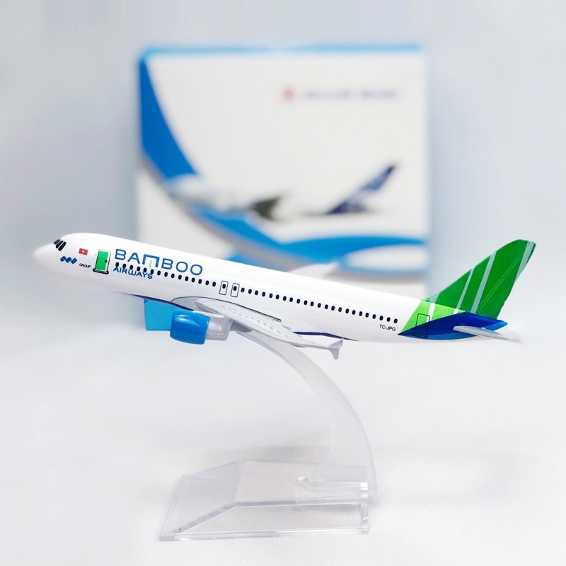 Miniatur Diecast Pesawat Terbang Airbus A320 Bahan Alloy Ukuran 16CM