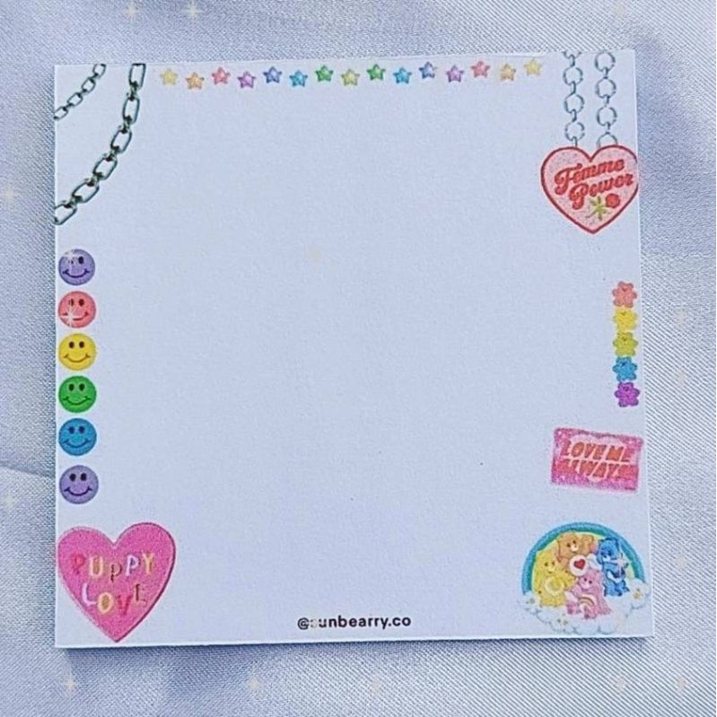 Memo pad by sunbearry.co custom memo pad bts snoppy aesthetic star scrabook-Kidcore chain