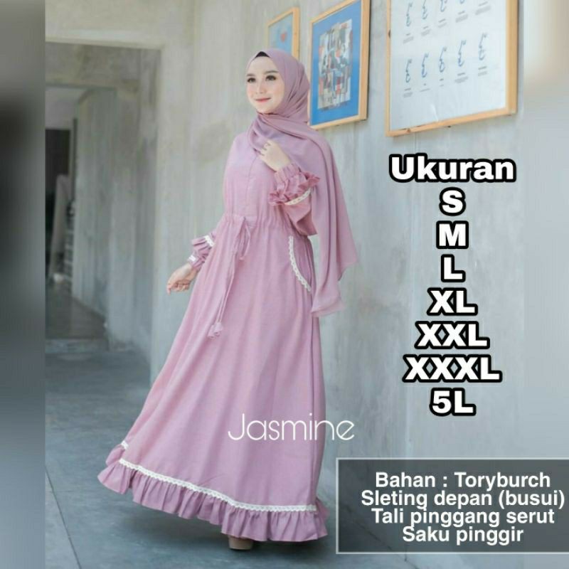 Jasmine Dress Big Size - Ukuran S M L XL XXL XXXL 5L - Baju Gamis Jumbo - Bahan Adem