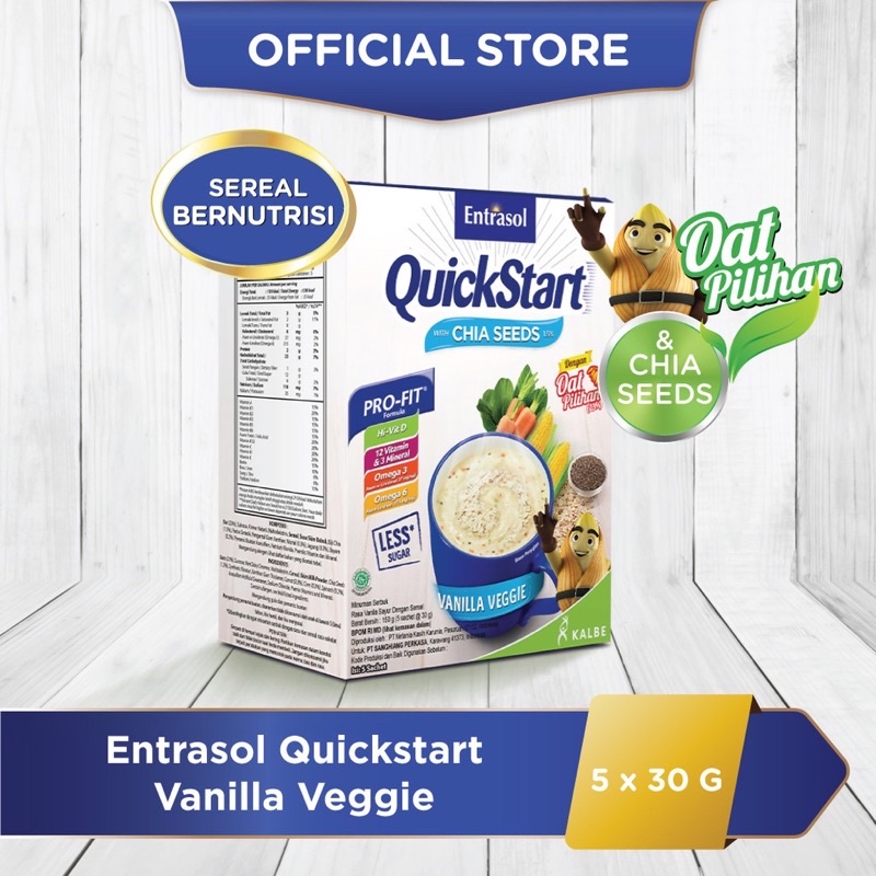 

Entrasol Quick Start Cereal Vanilla Veggie dan Chocolate 5X30gr