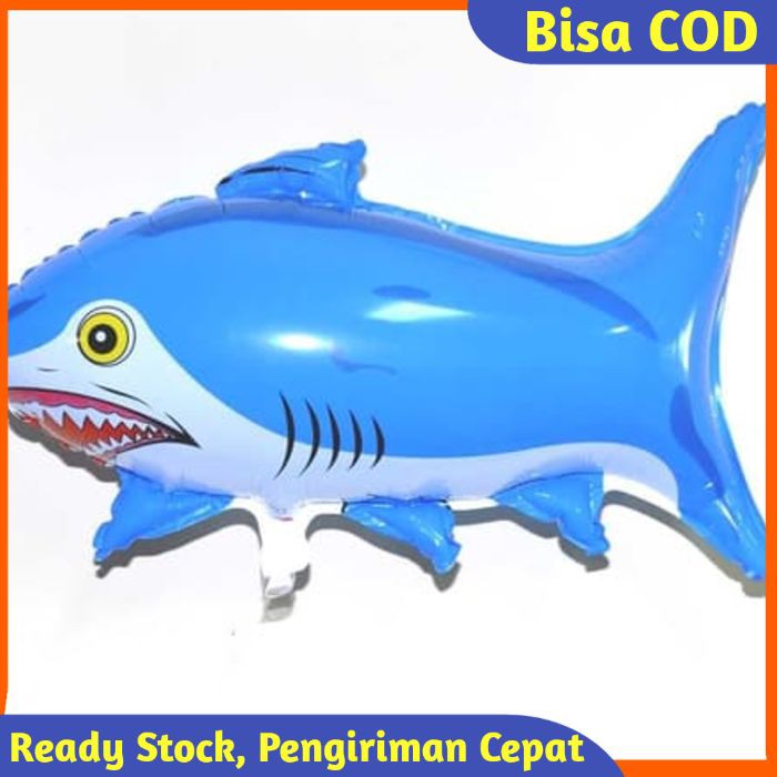 BALON FOIL IKAN HIU BIRU SHARK BALON ULANG TAHUN KARAKTER MAINAN ANAK LUCU UNIK BALON UDARA M124