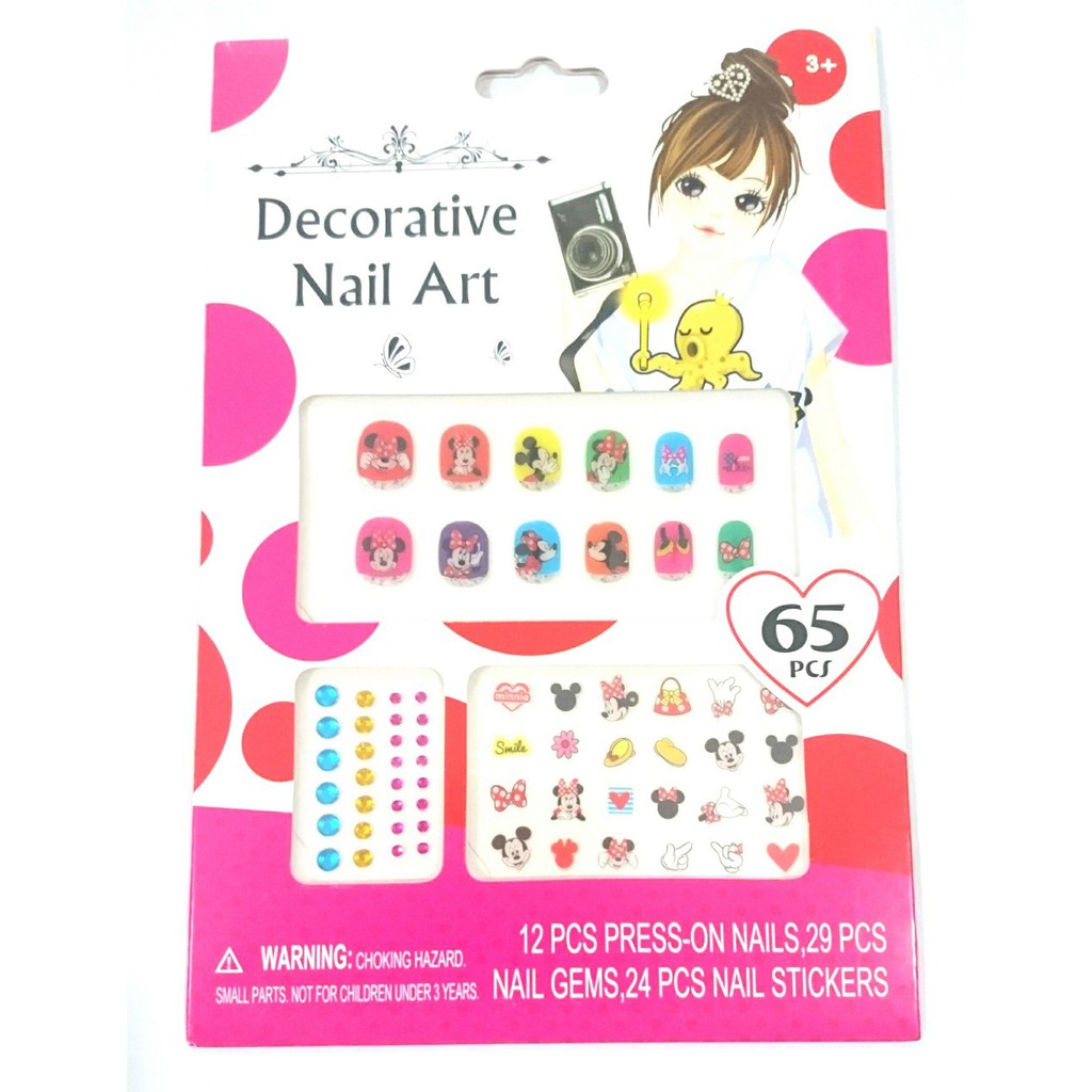 decorative nail art kuku palsu + sticker kuku anak