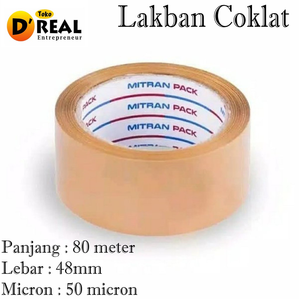 ORIGINAL LAKBAN MITRAN PACK COKLAT / BENING KUALITAS TEBAL KUAT 48mm x 90 YARD FULL / 80 METER