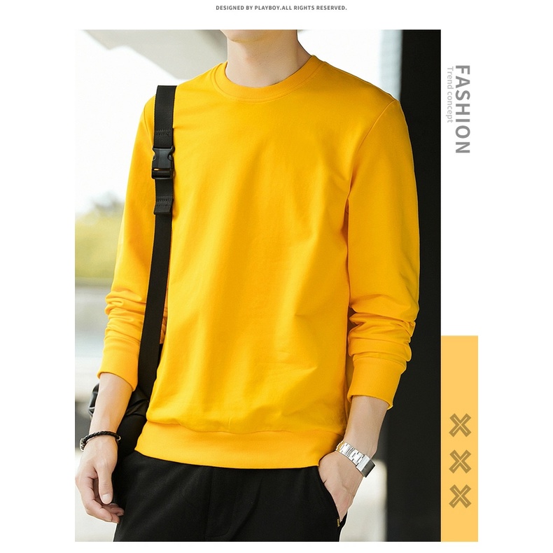 KIYOWO-BAJU ATASAN SWEATER DISTRO BASIC POLOS LENGAN PANJANG PRIA