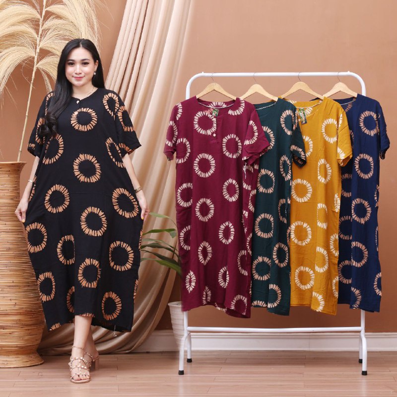 Daster Rayon Jumbo Busui Lengan Pendek Kancing Depan Kekinian Adem Murah