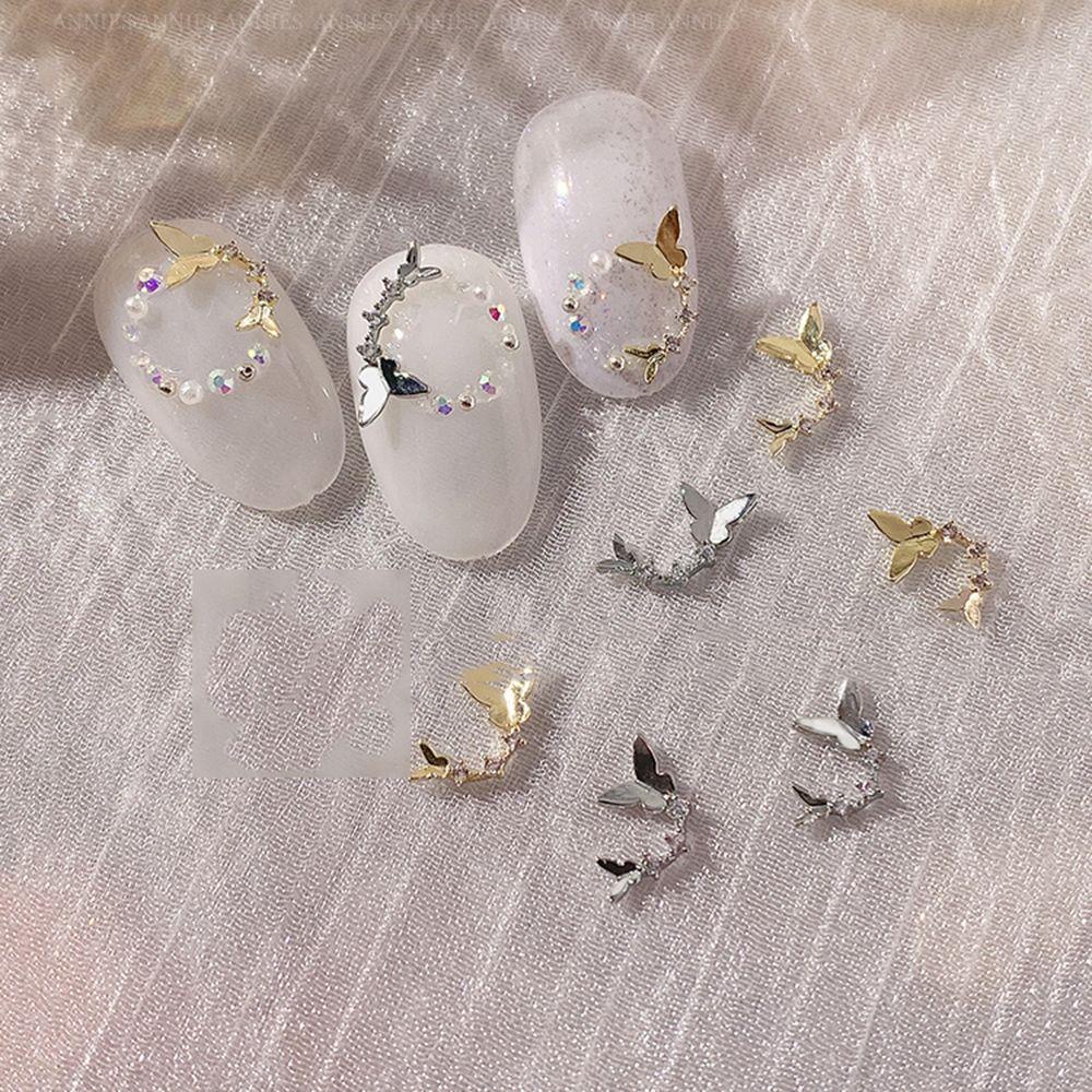 Augustina Nail Art Berlian Korea Zirkon Pesona Peri Kupu-Kupu Cahaya Mewah DIY Dekorasi Nail Art