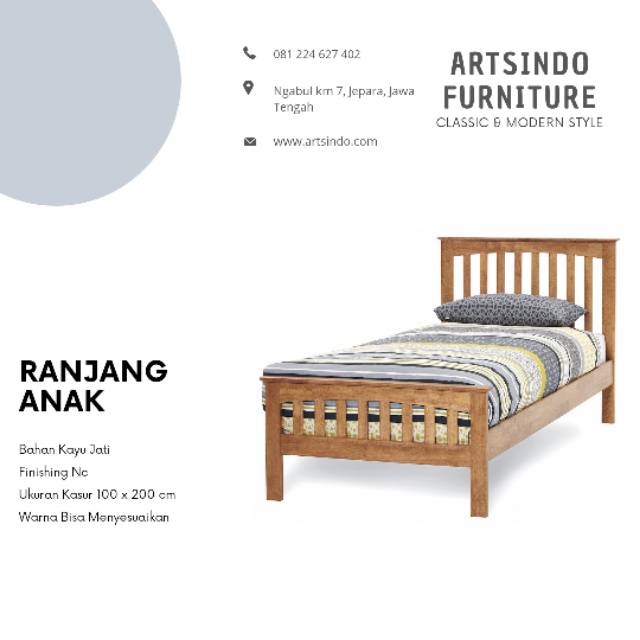 Ranjang Tempat Tidur Anak Kasur Single Kayu Jati