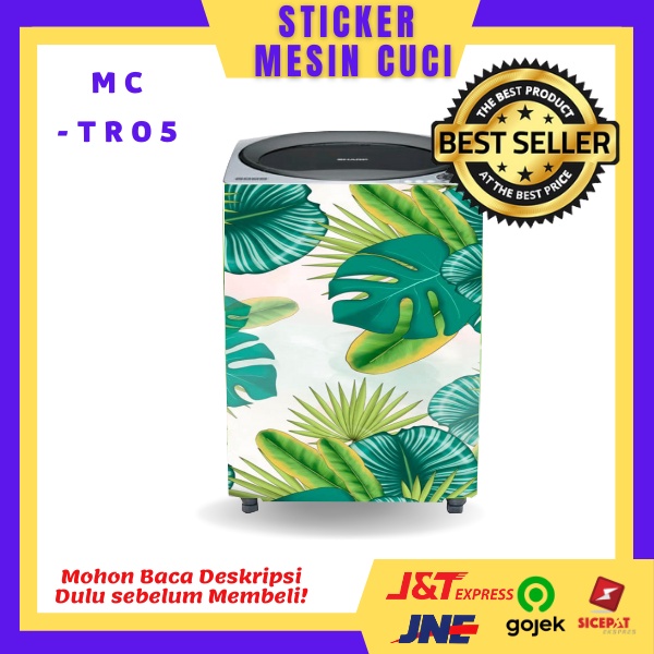STIKER MESIN CUCI Motif Tropical Bisa untuk 1 Tabung atau 2 Tabung/Stiker Mesin Cuci Motif Tropical 