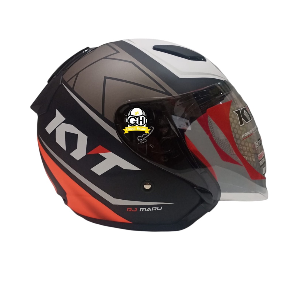 HELM HALF FACE KYT DJ MARU KYT DJMARU MOTIF #17 MATT BLACK RED FLUO