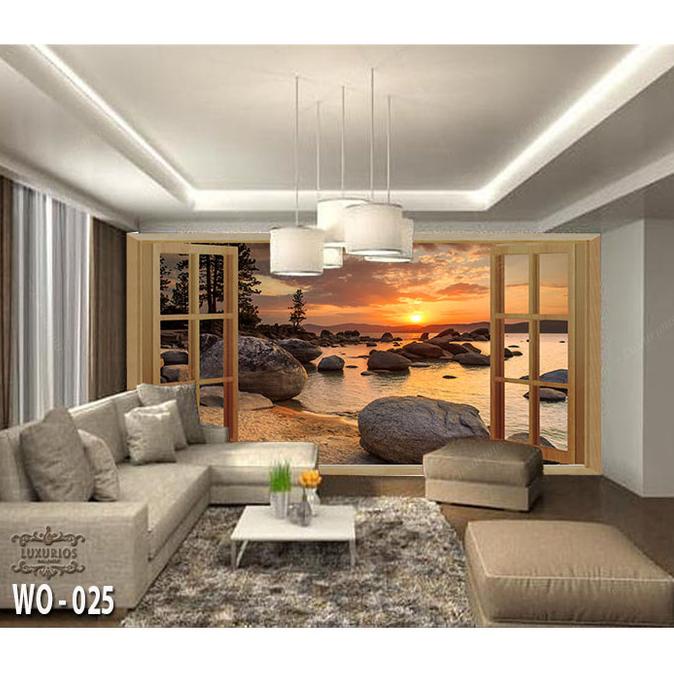 3D WALLPAPER DINDING PEMANDANGAN ALAM LUAR JENDELA Bahan Banner 4 Terbaru