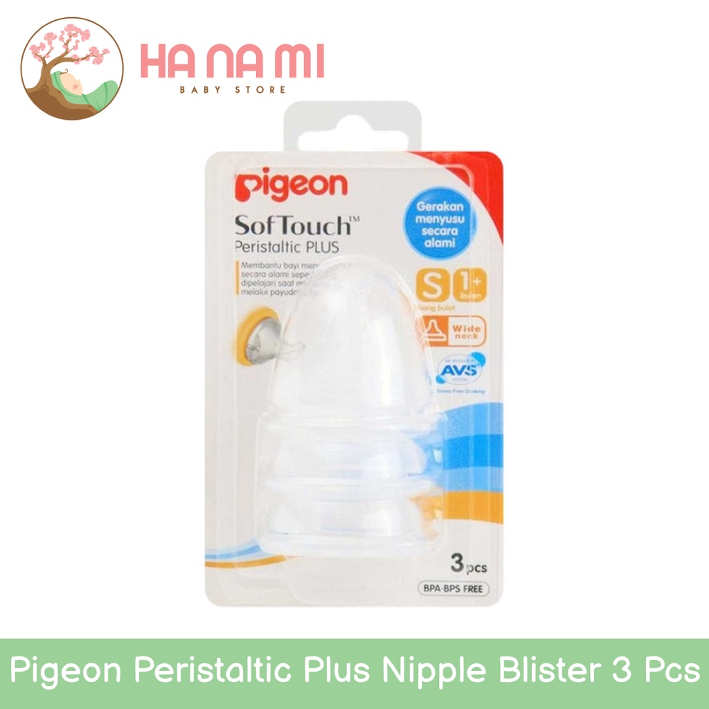 Pigeon Peristaltic Plus Nipple Blister 3 Pcs SS/S/M/L