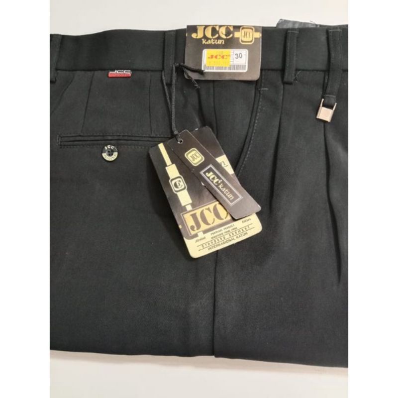 Celana Dasar Standar Reguler Merk JCC Original Bahan Katun Tebal Hitam Pekat Ukuran Standar dan Jumbo Celana Kantor Kantoran Kerja Formal Ukuran Standar Jumbo Super Jumbo  27 38 39 40 41 42 43 44