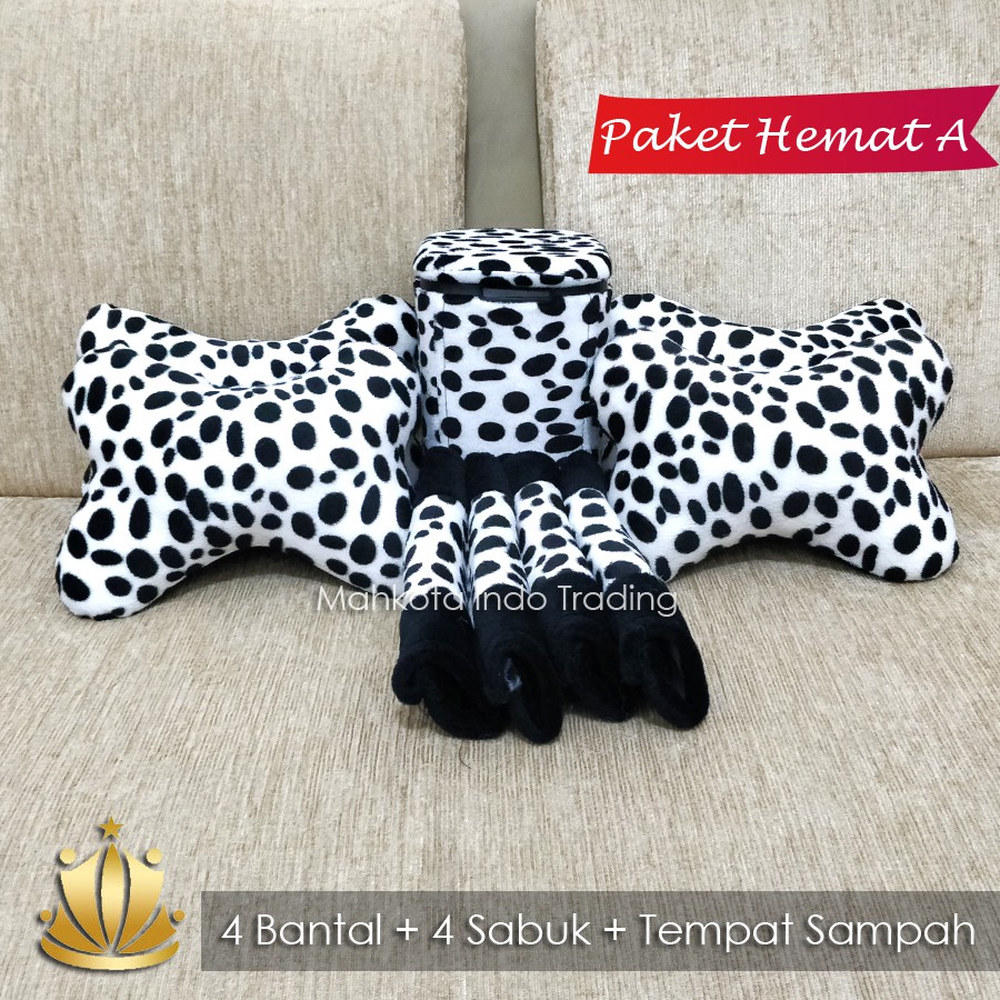 BANTAL MOBIL DOGGY DALMANSION / TEMPAT SAMPAH DOGGY / AKSESORIS MOBIL MOTIF DOG PAKET HEMAT