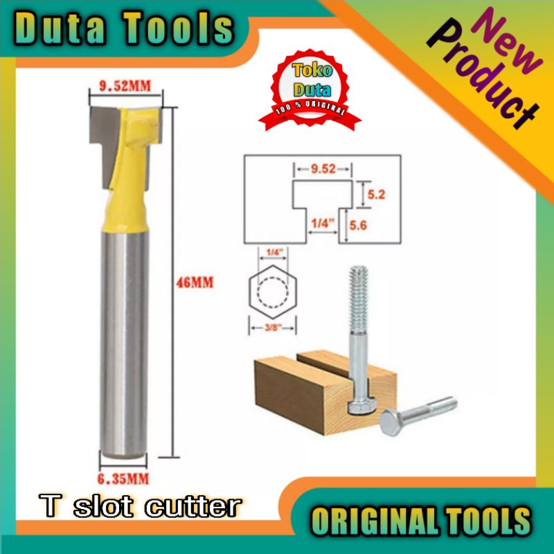 1 buah T slot cutter router bit mata profil slot baut