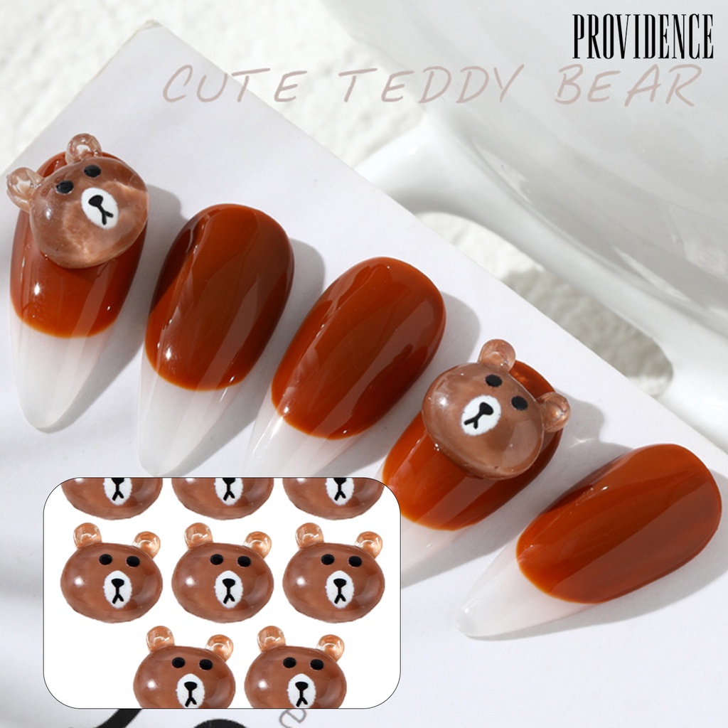 Providence 8Pcs/Bag Fingernail Decoration Universal Lovely Resin Nail Art Accessories Cute Teddy for Personal Use