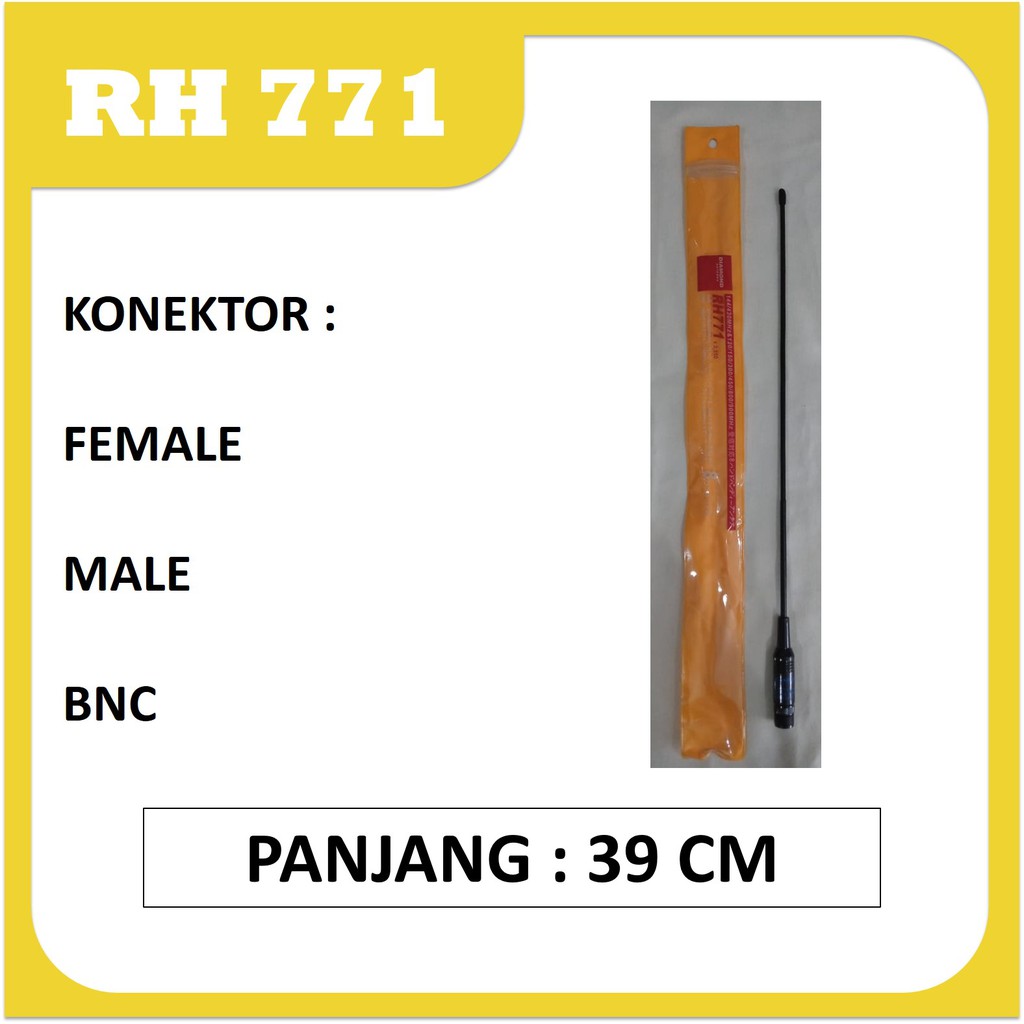 Antena RH 771 Baofeng, Antenna Male Female BNC RH771 Lidi tebal pecut buntut tikus Dualband HT VHF