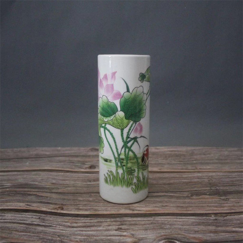 Jingdezhen Tempat Pensil Model Bunga Teratai Bahan Porselen Gaya