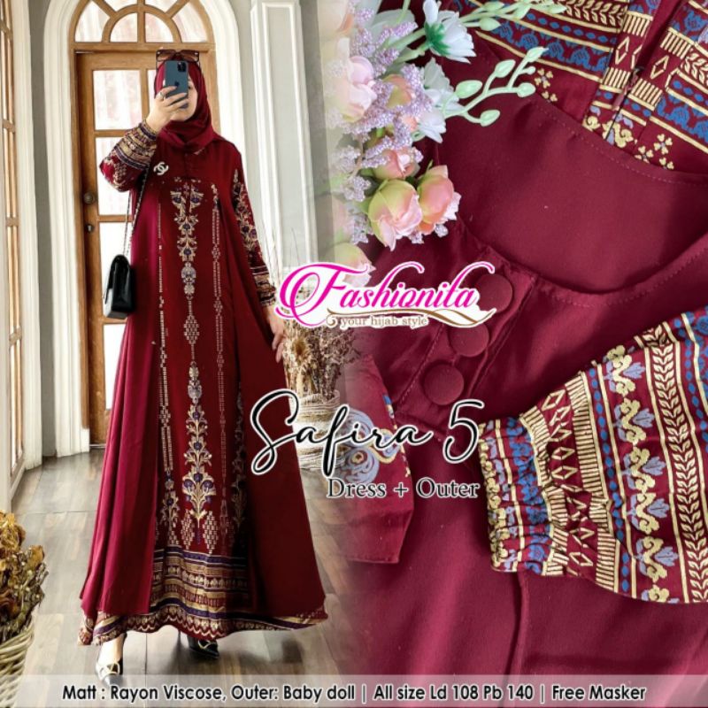 DRESS SET SAFIRA GAMIS TERBARU MODERN