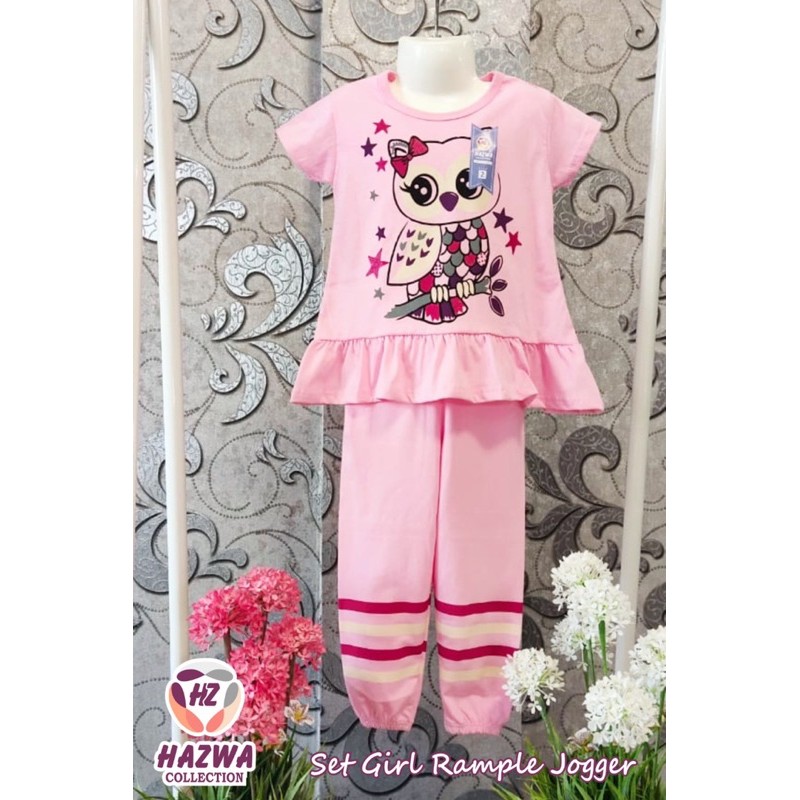 Set Baju Anak Perempuan Hazwa Collection - Baju Setelan Celana Joger Lucu Harian 2 Sampai 10 Tahun