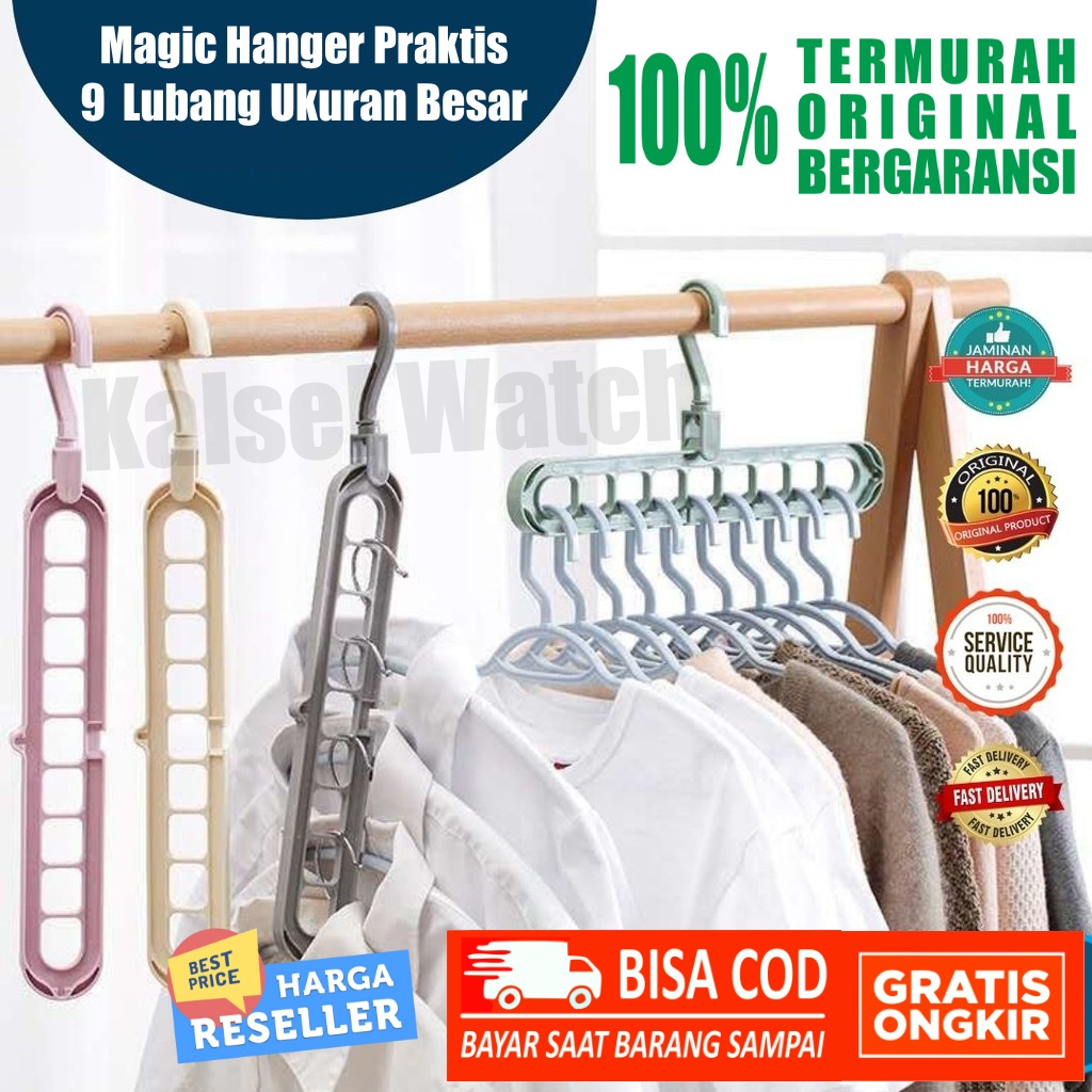 Magic Wonder Hanger Instant 9 Layer in 1 Jemuran Gantungan Penggantung Baju Pakaian Celana Jilbab Handuk Kaos Kaki 9 Banyak Lubang Foldable Hook Pengait Kaitan Ikat Pinggang Celana Dalam BH Serbaguna Multifungsi Dinding Tembok Besi Bisa Diputar ART52