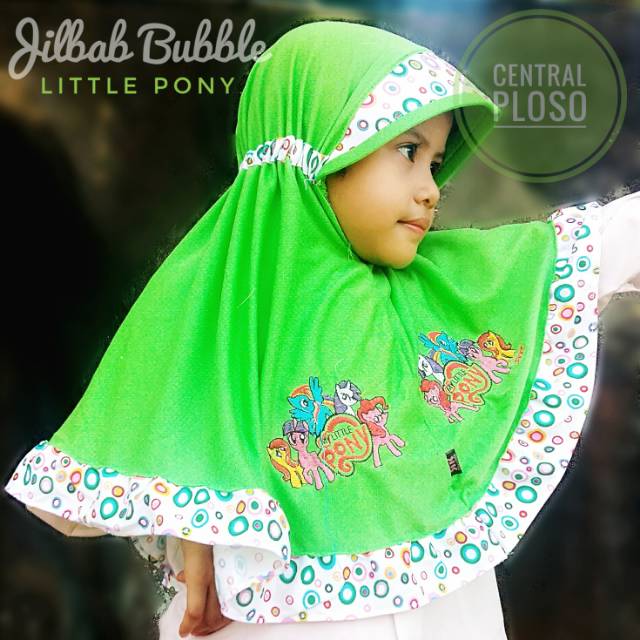 Jilbab Anak Bordir Litlle Pony Warna Cantik Bahan Kaos Super