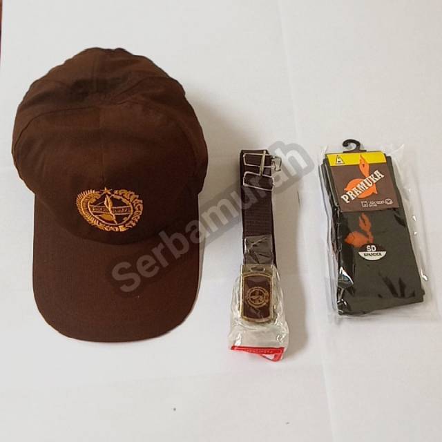 Seragam pramuka sd topi/sabuk/kaos kaki asesories seragam pramuka