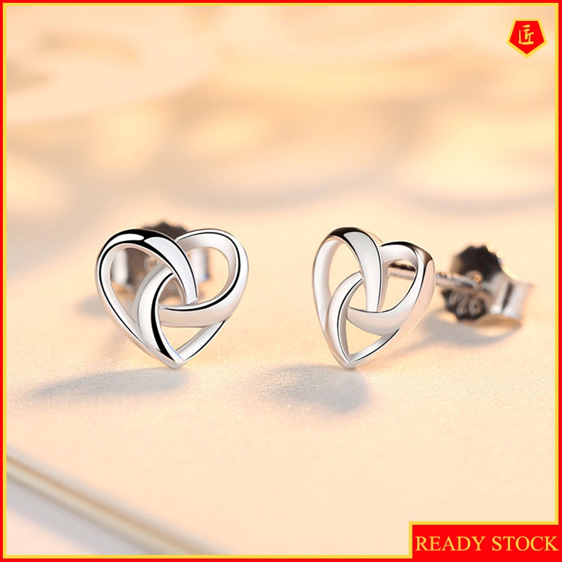 [Ready Stock]Ladies Temperament Simple Heart-Shaped Ear Studs