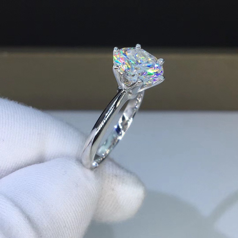 Cincin 1 Karat 925 Silver Sterling Simple Elegan Dengan Kristal  Berlian Imitasi Untuk Wanita Cincin Berlian HadiahTerbaik 817C2#