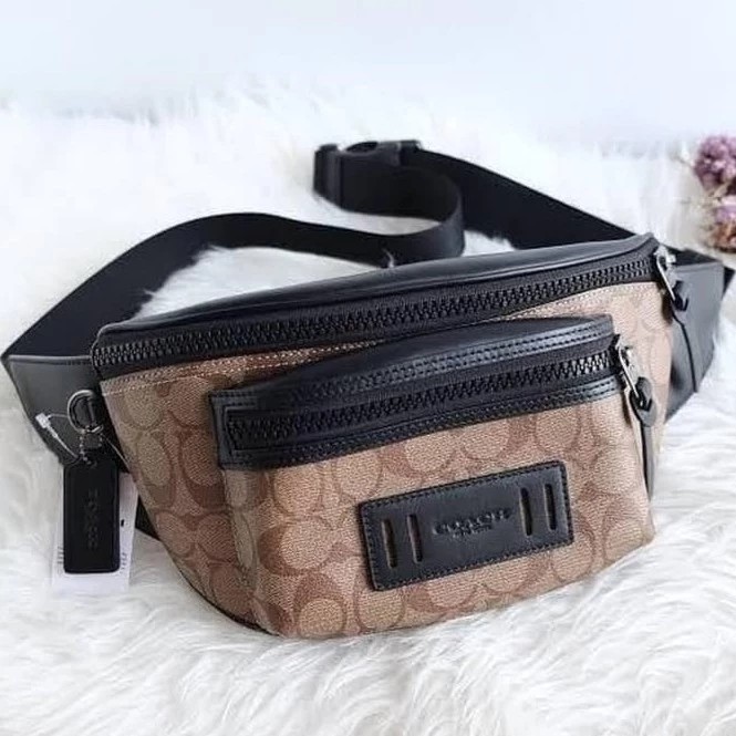 Coach Terrain Waist Belt Bag Black Khaki - ORIGINAL GUARANTEE 100%